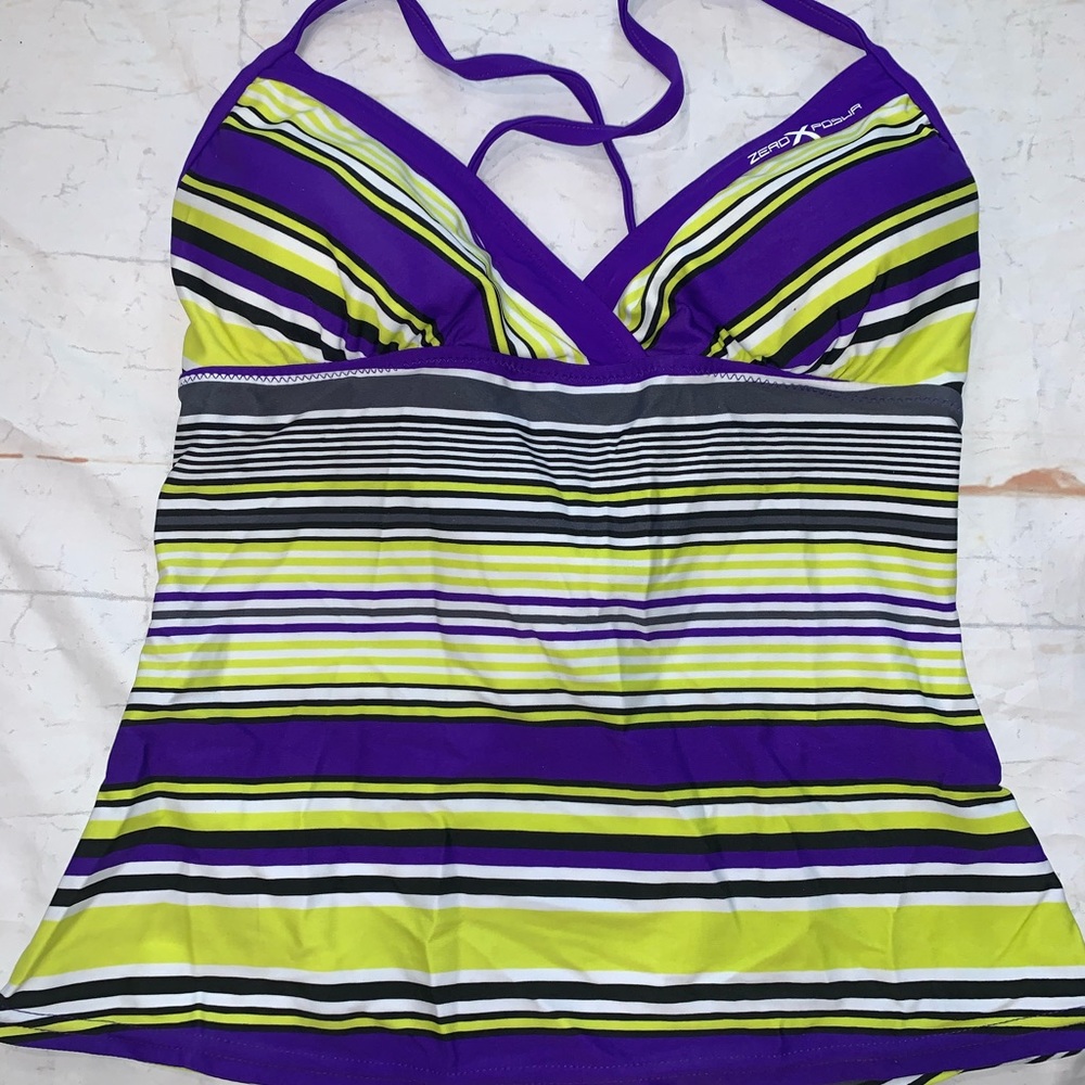 Zeroxposur striped Tankini top size 6 NWT